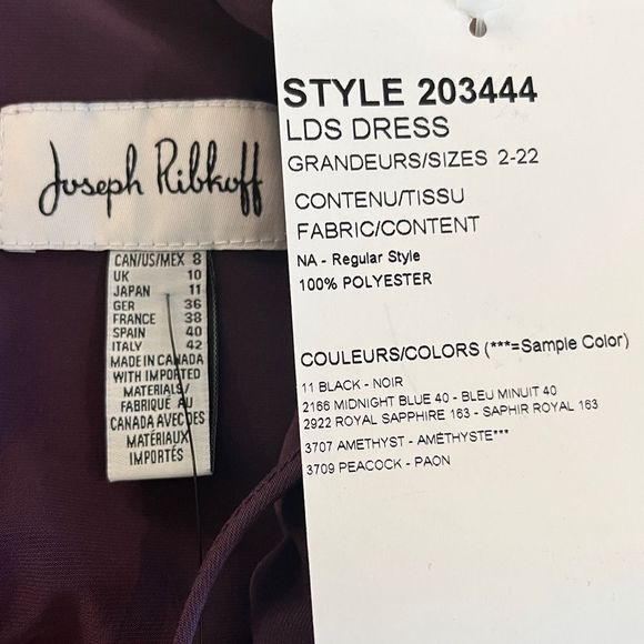 Joseph Ribkoff Amethyst Embellished Chiffon Layered A-Line Dress - Picture 6 of 13